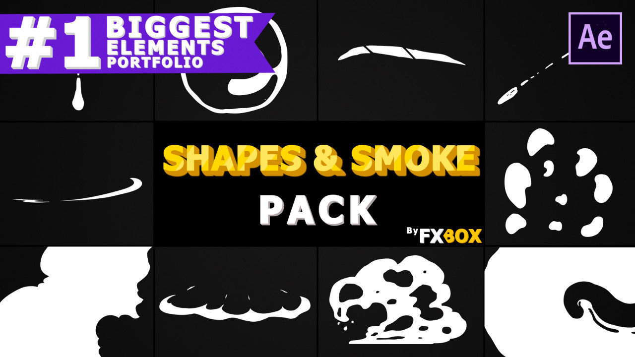 2D Shapes和Smoke烟雾和形状层元素动画AE模板
