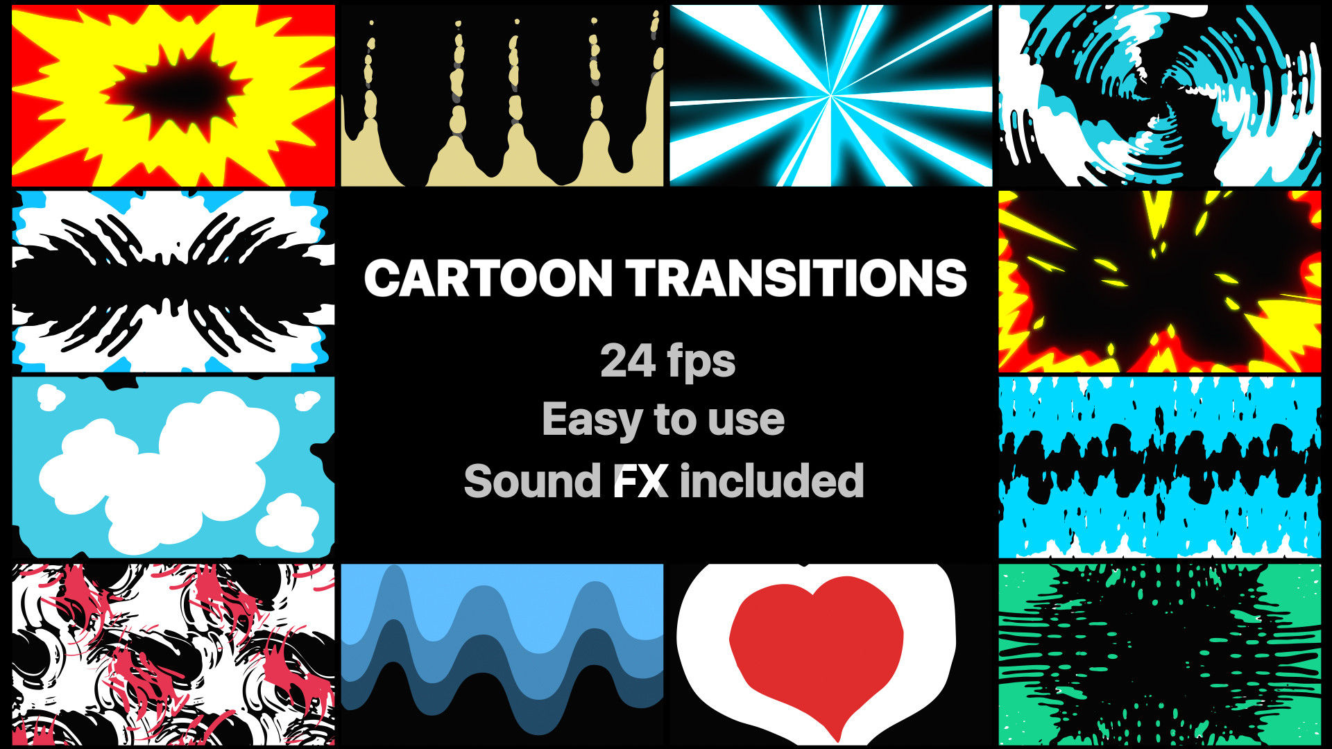 创造性动画的过渡效果儿童电视节目卡通动画AE模板