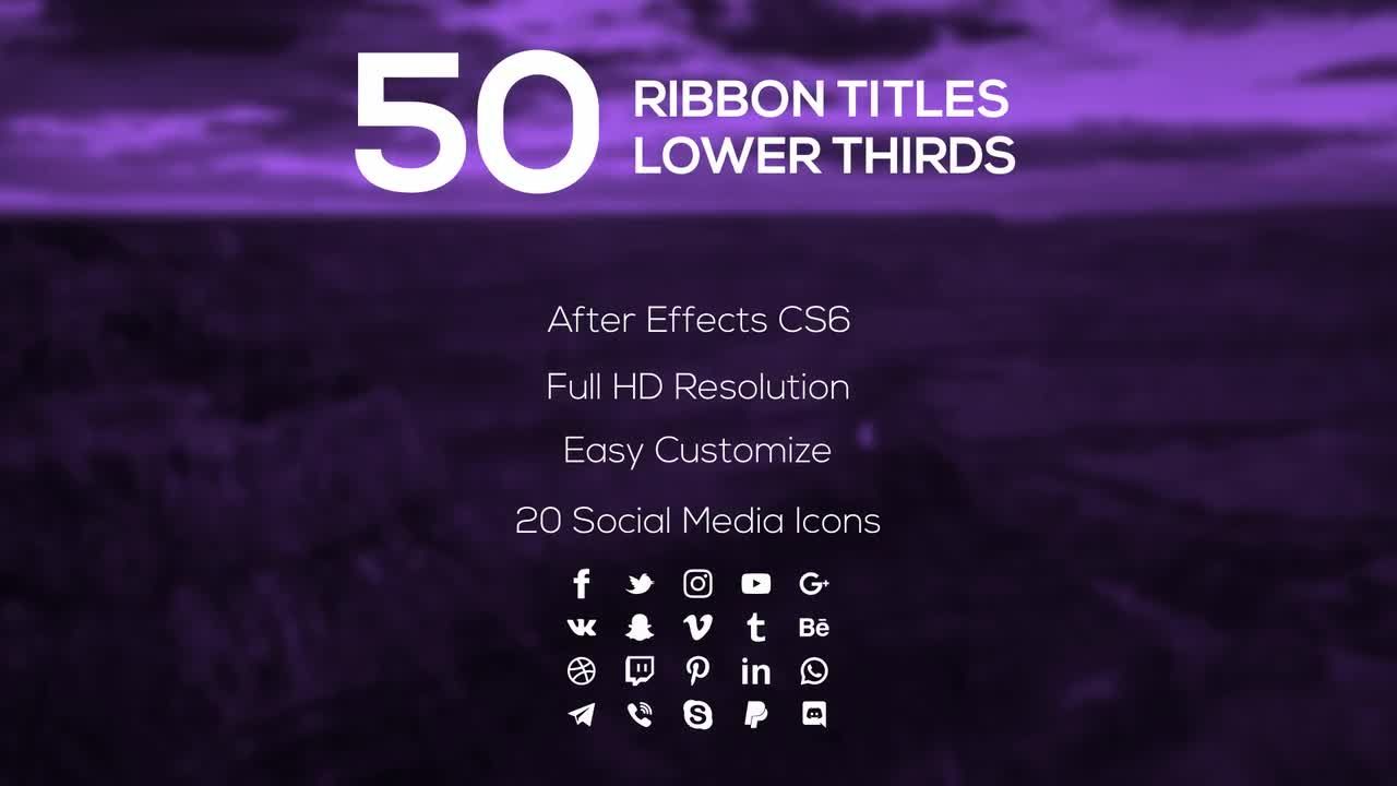 50个丝绸带状标题字幕条全屏动画AE模板