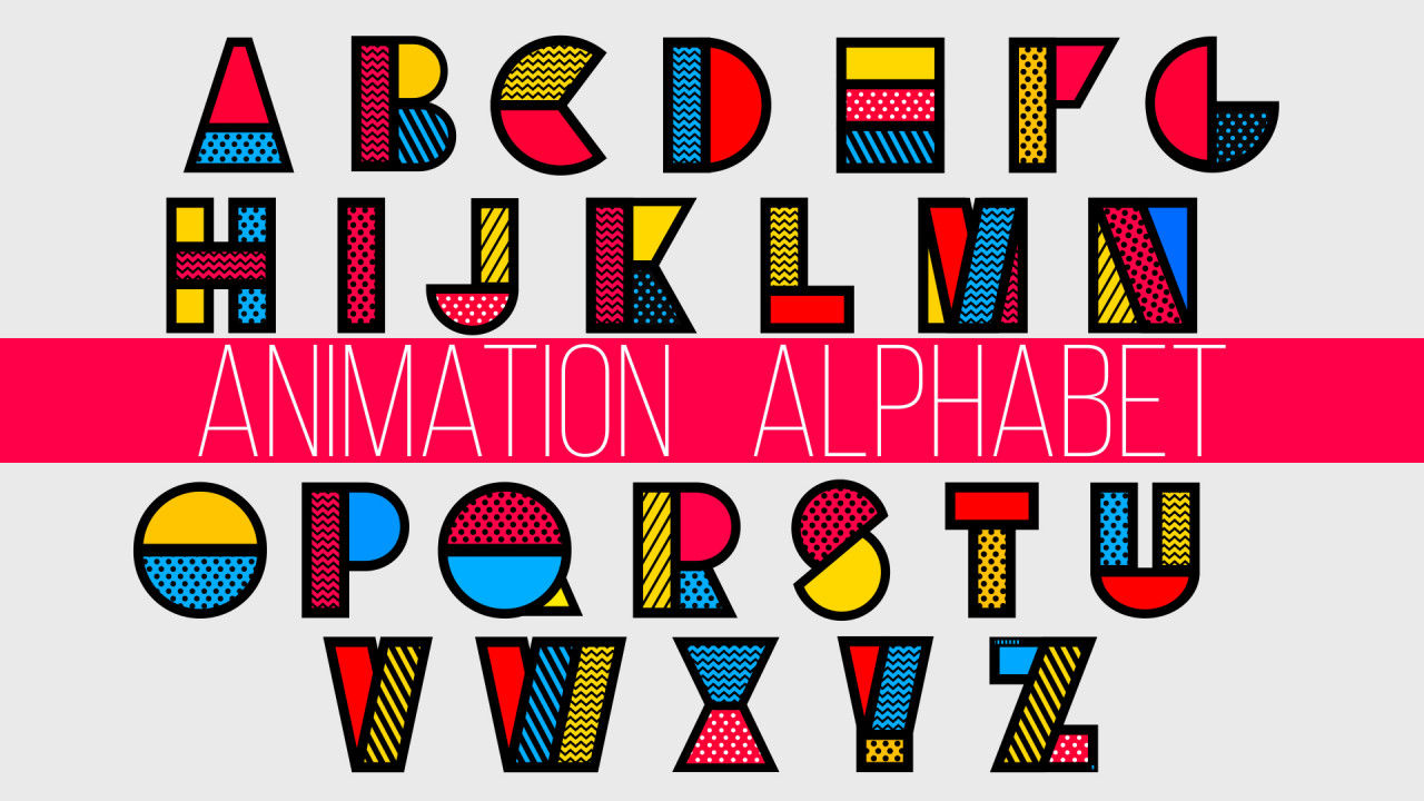 色彩丰富的英文字母动画视频AE模板