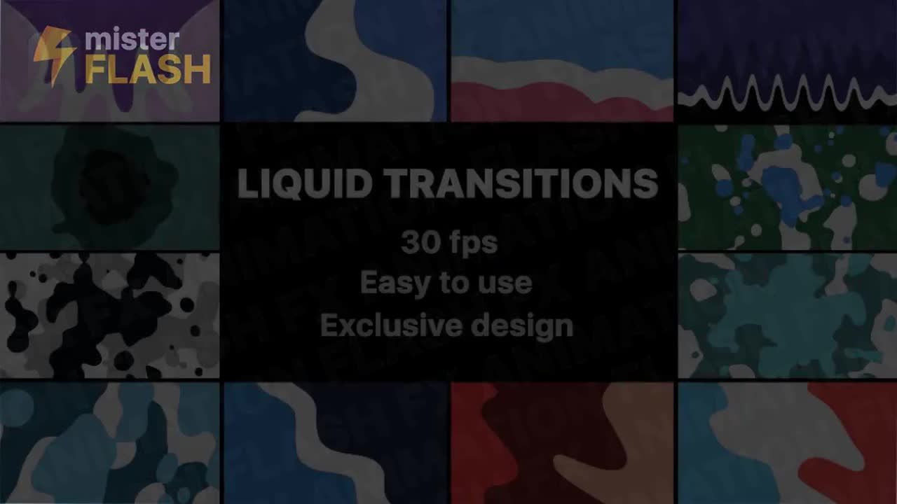 12个创造性的液体运动过渡效果AE模板