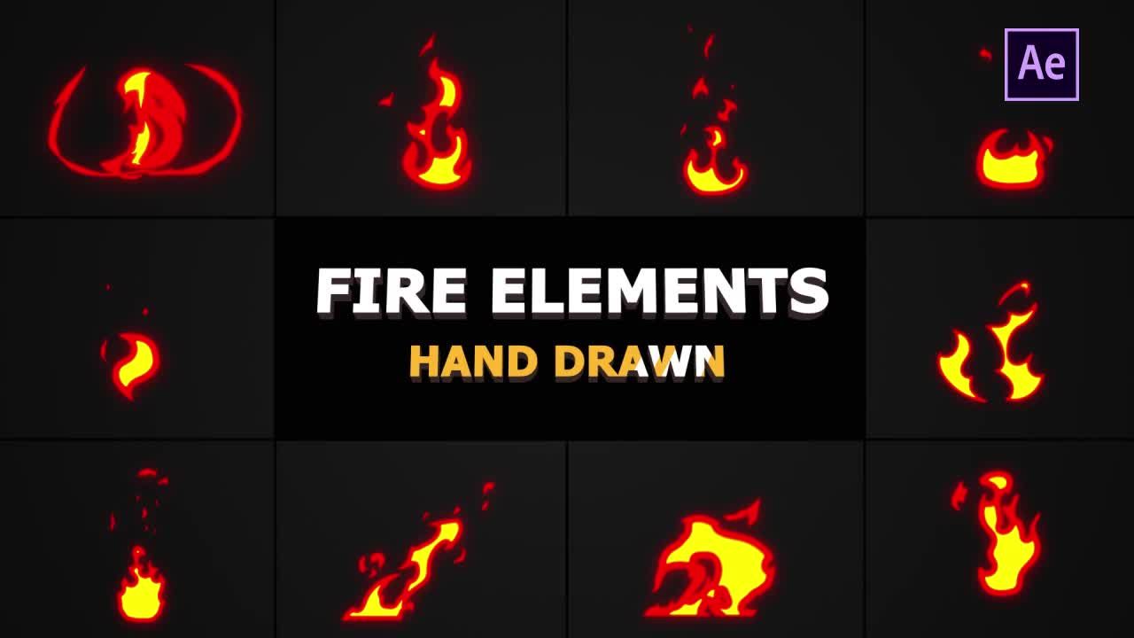 活力创意独特动画手绘火焰效果AE模板