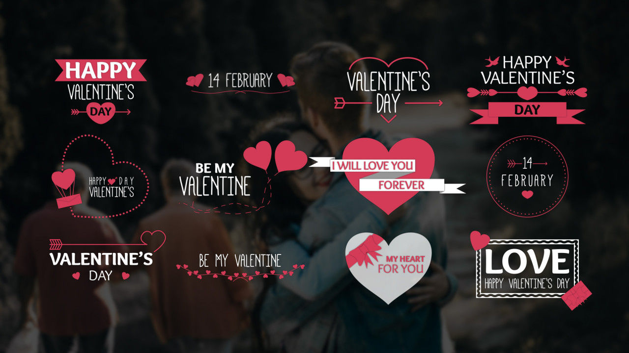 12个神奇而独特的情人节标题动画PR模板