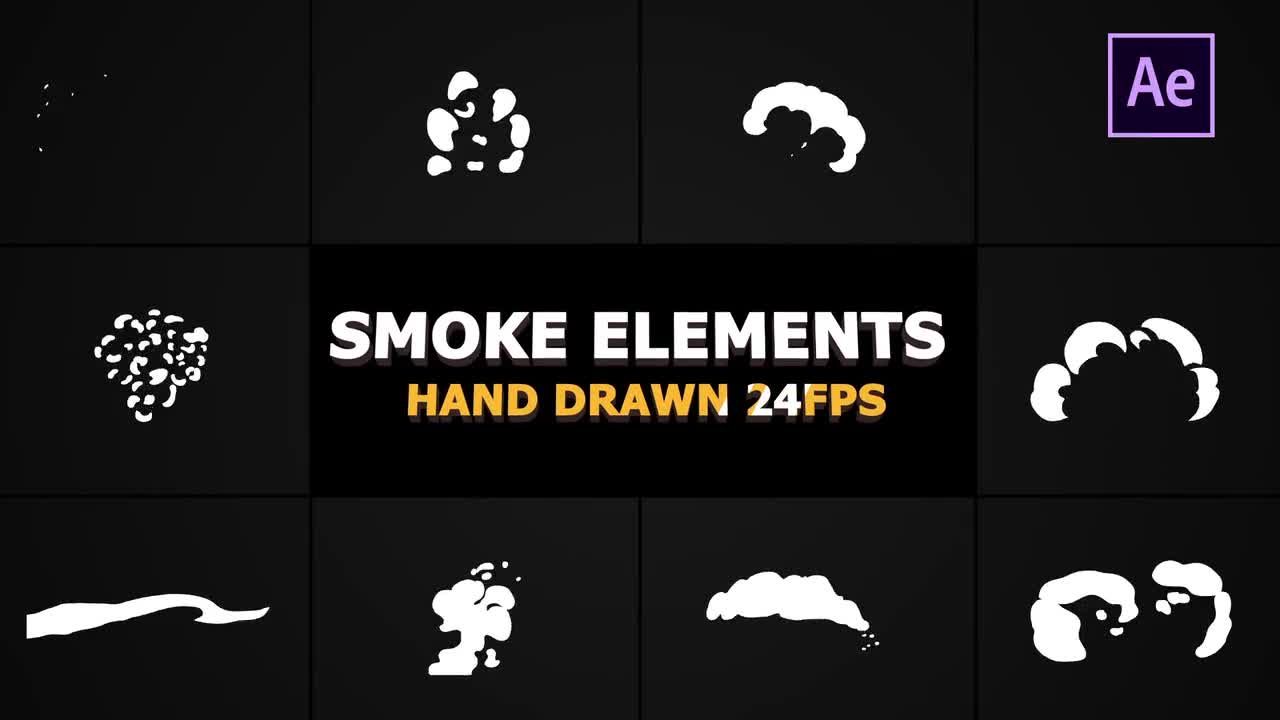 2D手绘卡通烟雾元素动画AE模板