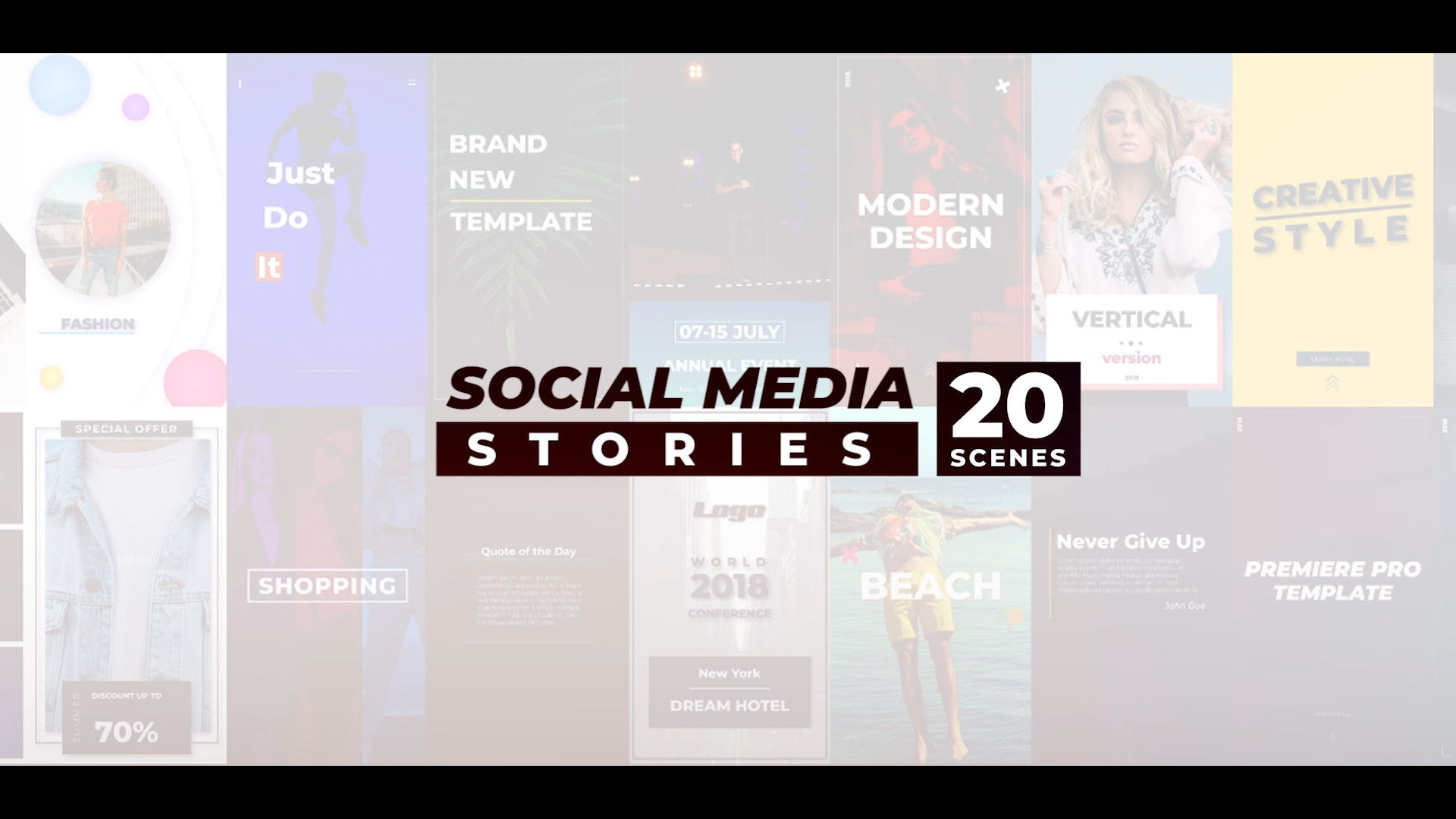 20个时尚的社交媒体故事展示PR模板