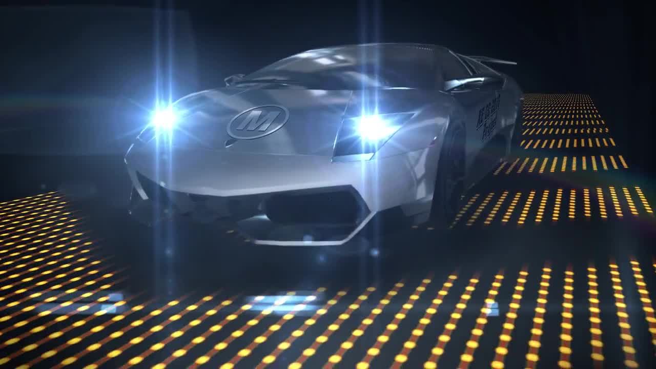 动态3D跑车logo展示AE模板