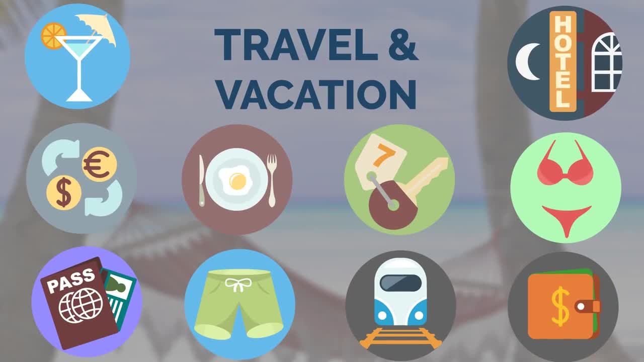  假期和旅行动画图标AE模板
