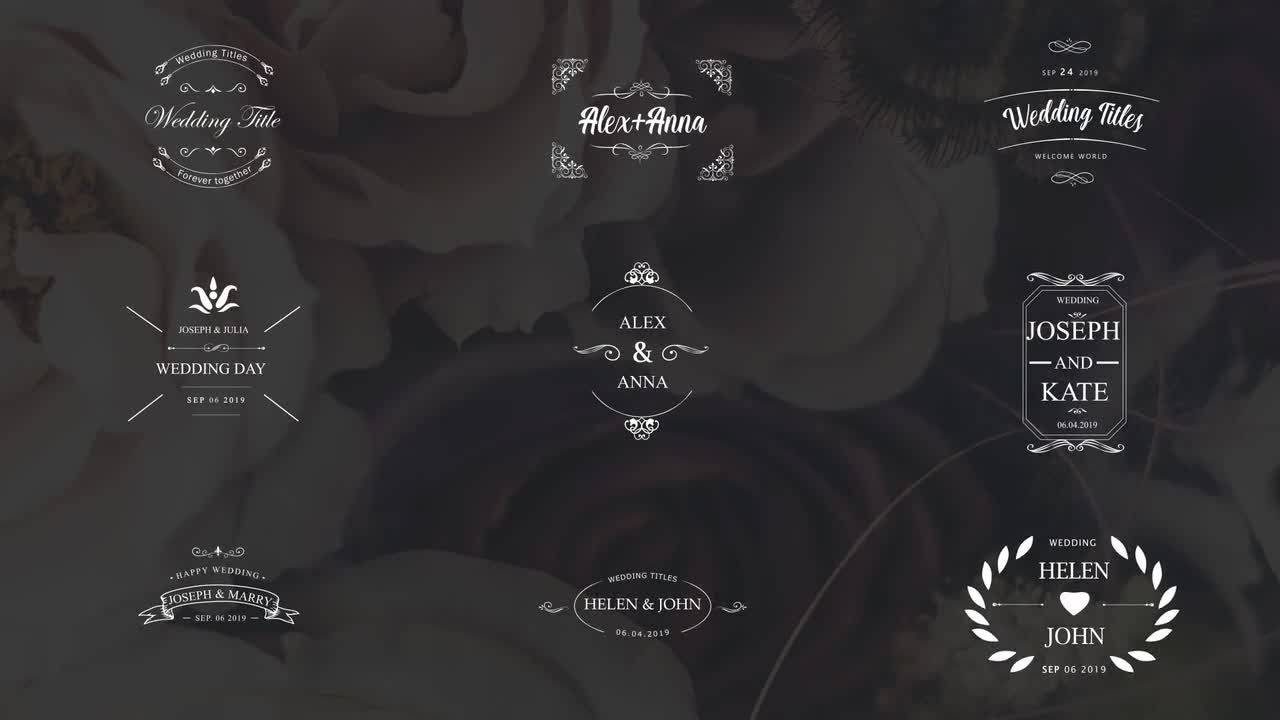 浪漫优雅动态花纹字幕婚礼记录片片头展示AE模板