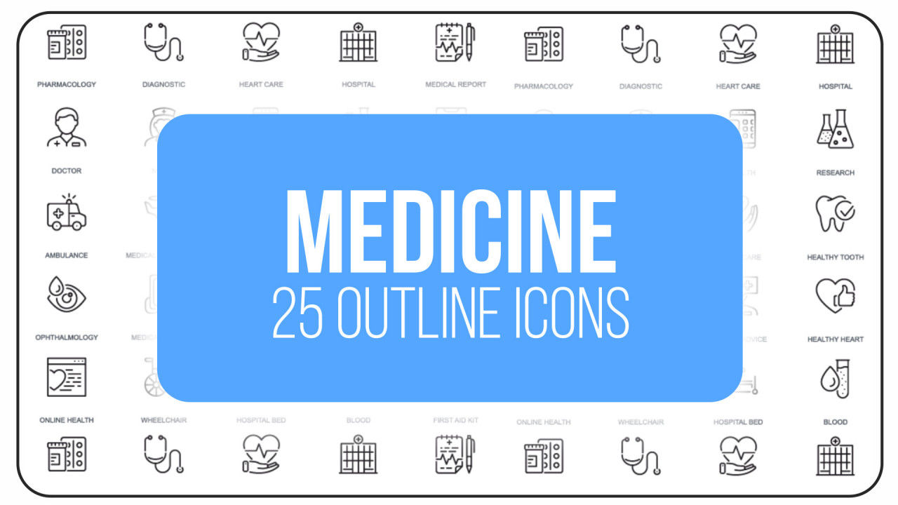 25个时尚优雅简单的医学大纲动画图标AE模板