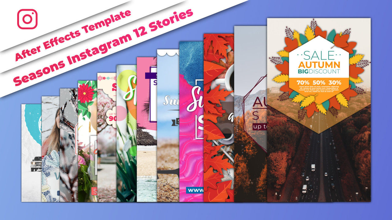 12个时尚设计的Instagram故事AE模板