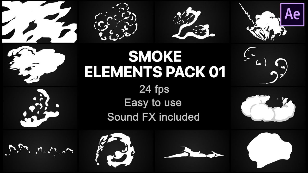 时尚动态动画烟雾元素包AE模板