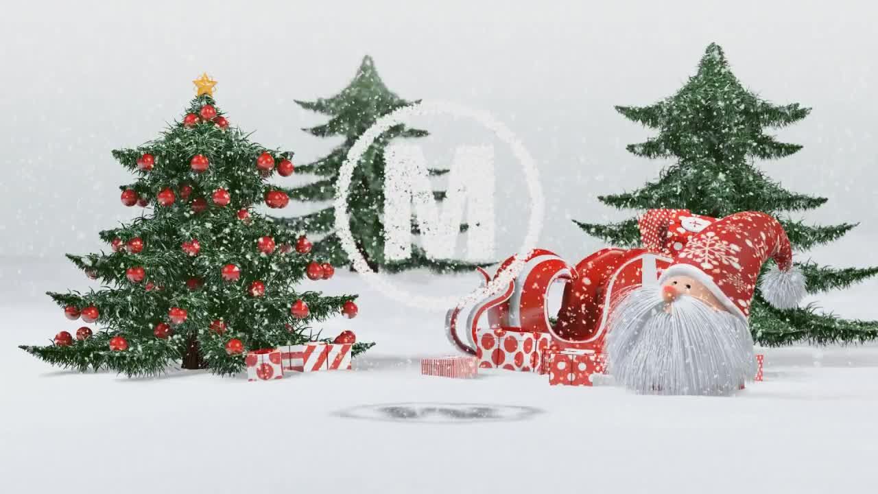 可爱圣诞老人撒雪logo动画特效AE模板