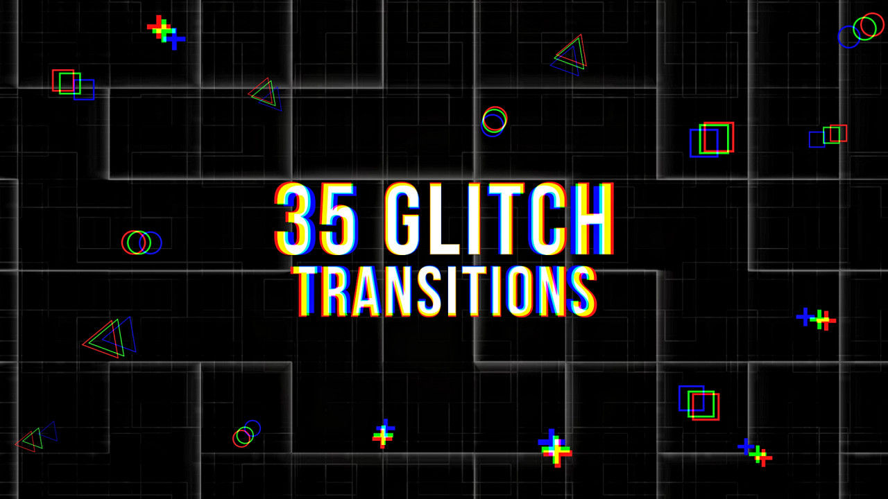 独特的Glitch转换动画AE模板