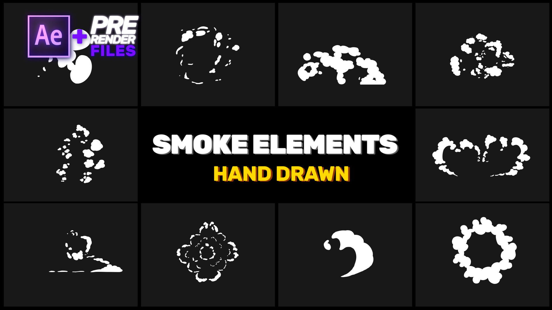 10个手绘烟雾元素动画AE模板