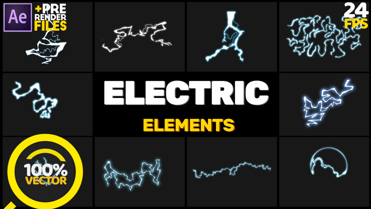 能量元素形状的电气元件AE模板