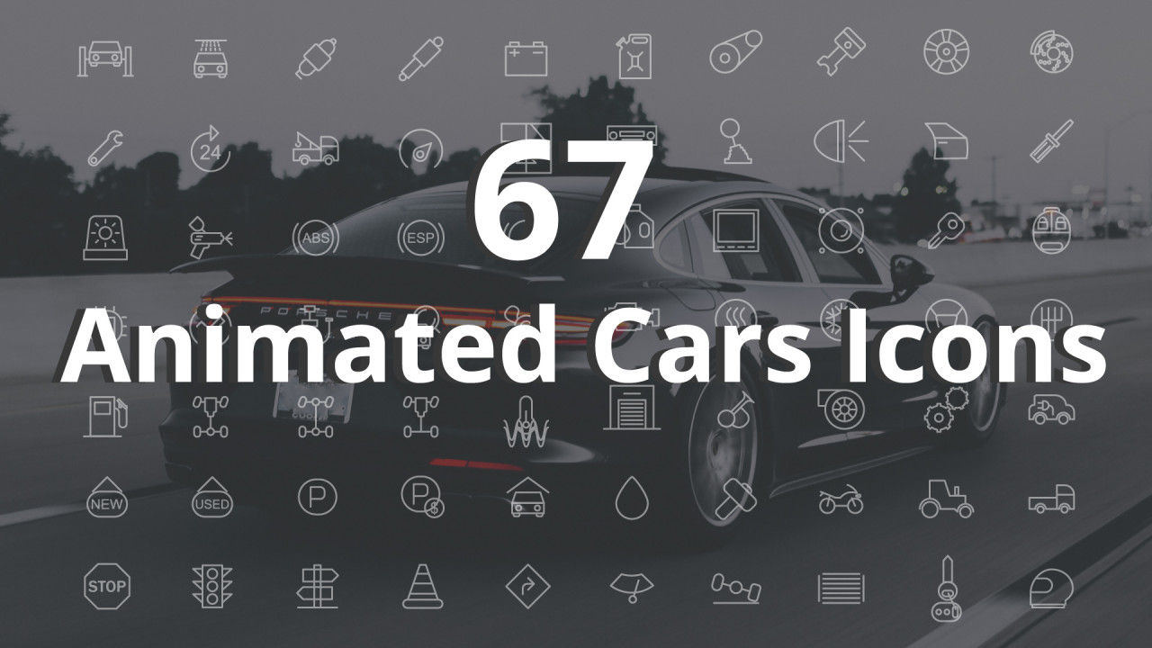 67个动画汽车图标AE模板