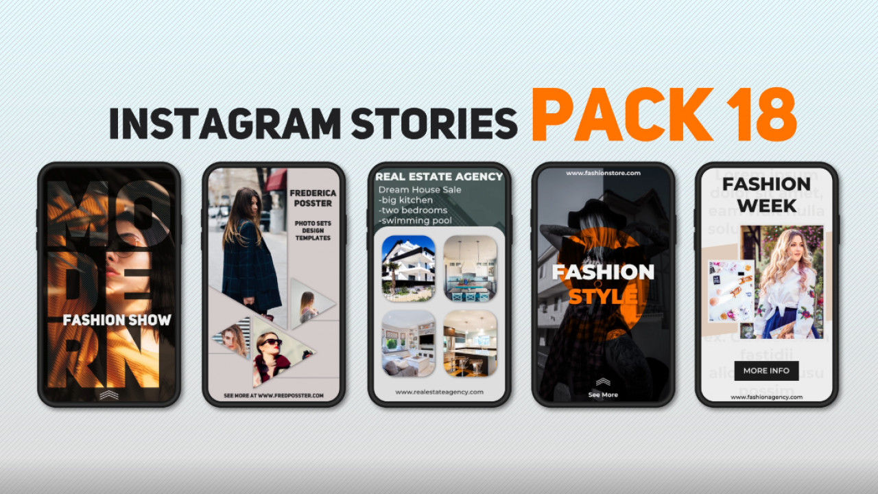 5组时尚外观Instagram视频特效AE模板
