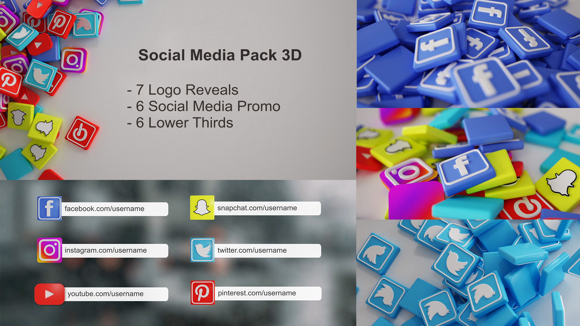 社交媒体3D宣传促销AE模板
