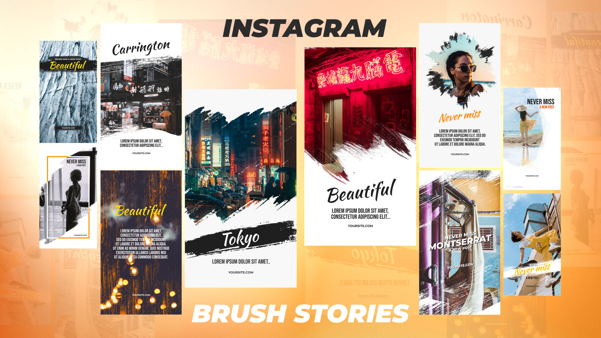 10个时尚炫酷明亮的Instagram故事包AE模板