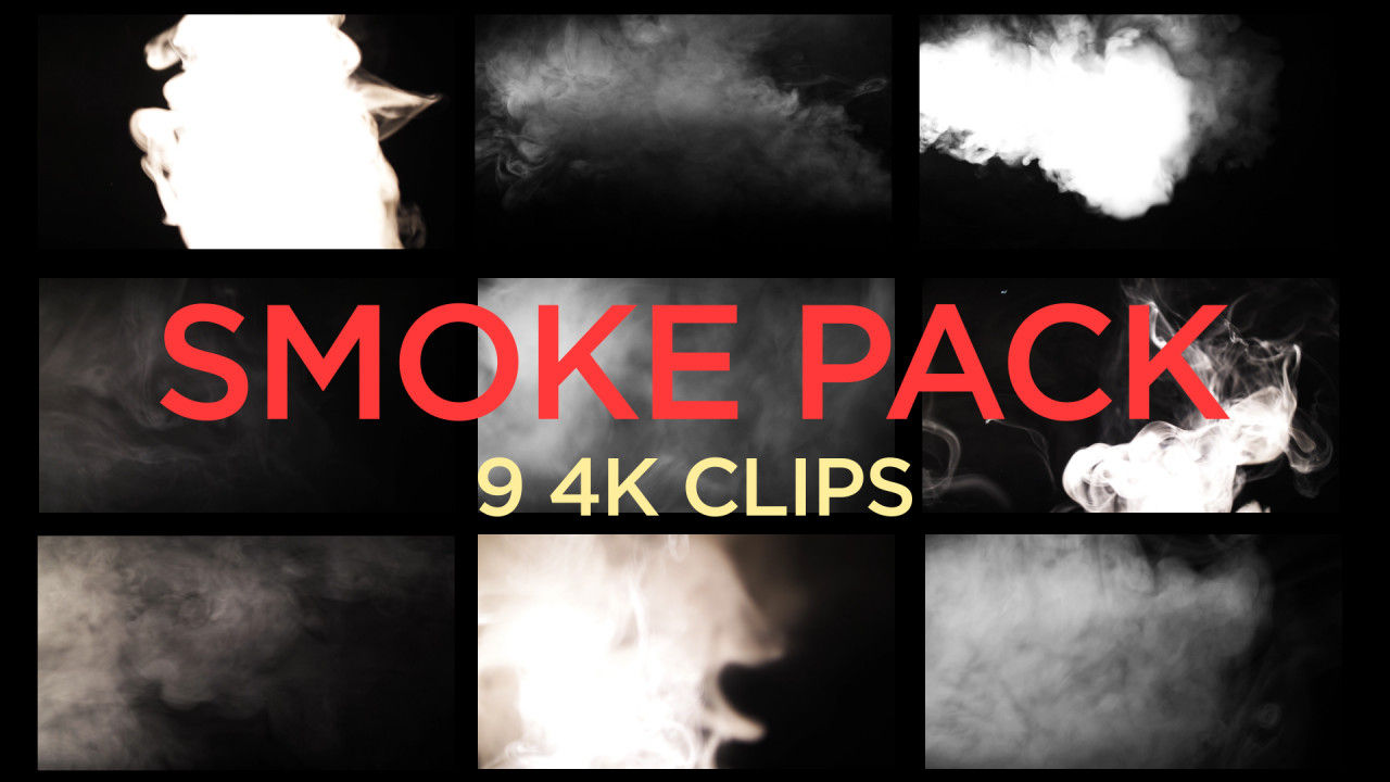 黑色背景上的9个烟熏实拍视频素材