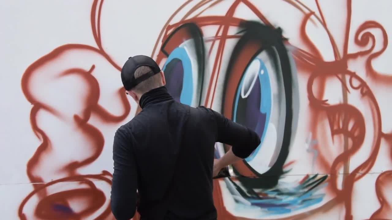 街头涂鸦喷画视频素材