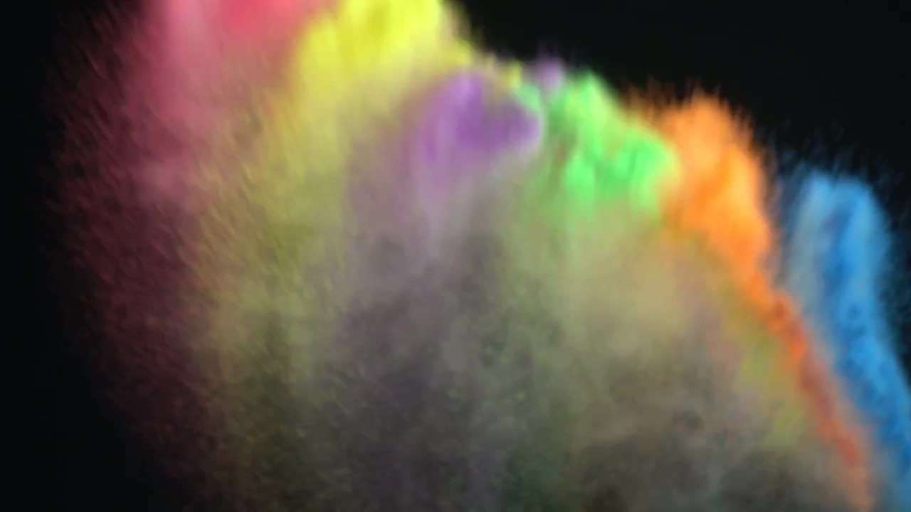 彩色粉末破裂并散布的朦胧精美特效视频