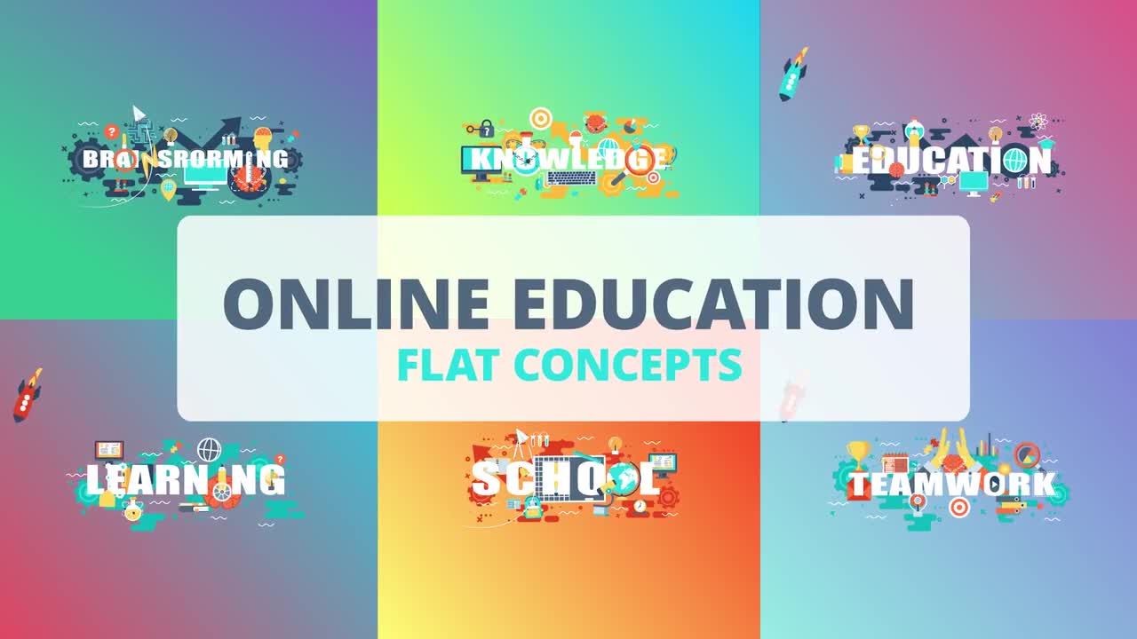 6种在线教育-平面概念动画AE模板