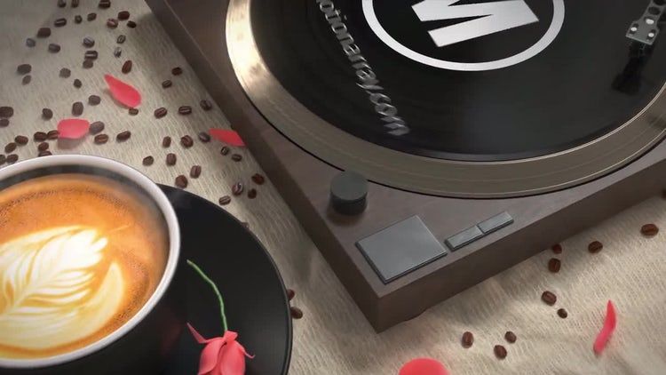 带有3D咖啡杯和转盘的徽标展示ae模板