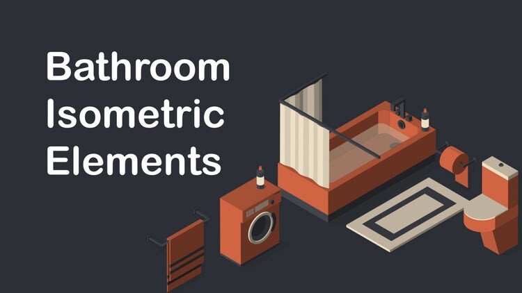 简洁大方的浴室元素图标AE模板