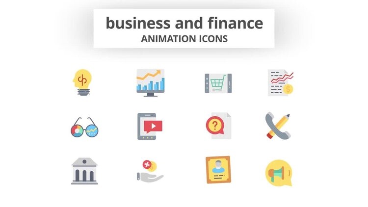 干净创意的商业与金融动画图标AE模板