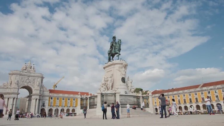 里斯本大广场约翰一世国王雕像视频素材