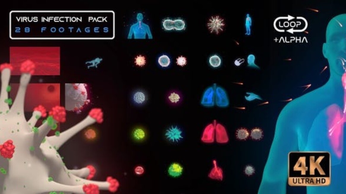病毒细菌感染人体器官动画视频素材合集