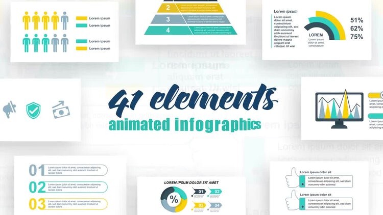 41个简洁多彩的动画信息图表AE模板