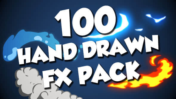 100个手绘卡通能量电流火焰烟雾流体MG动画视频素材