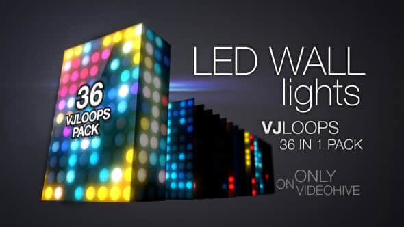 36个LED大屏幕灯光闪烁背景动态循环素材VJ视频素材