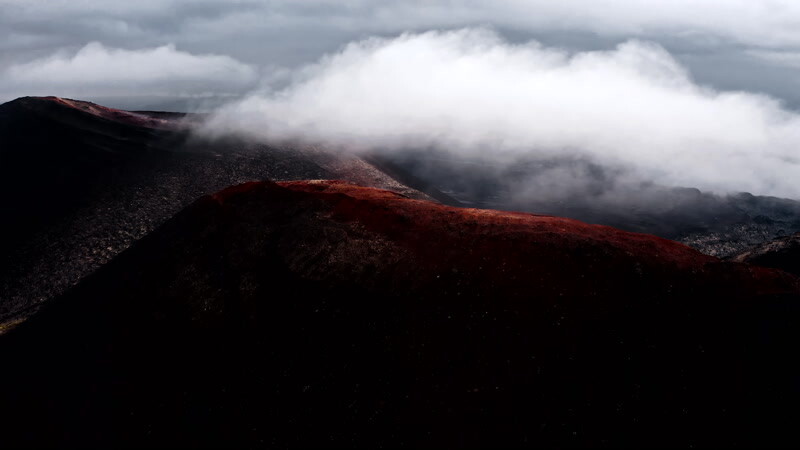火山地区空中的云实拍视频