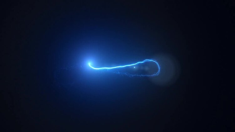唯美蓝色光晕粒子发光拖尾线条动画视频24